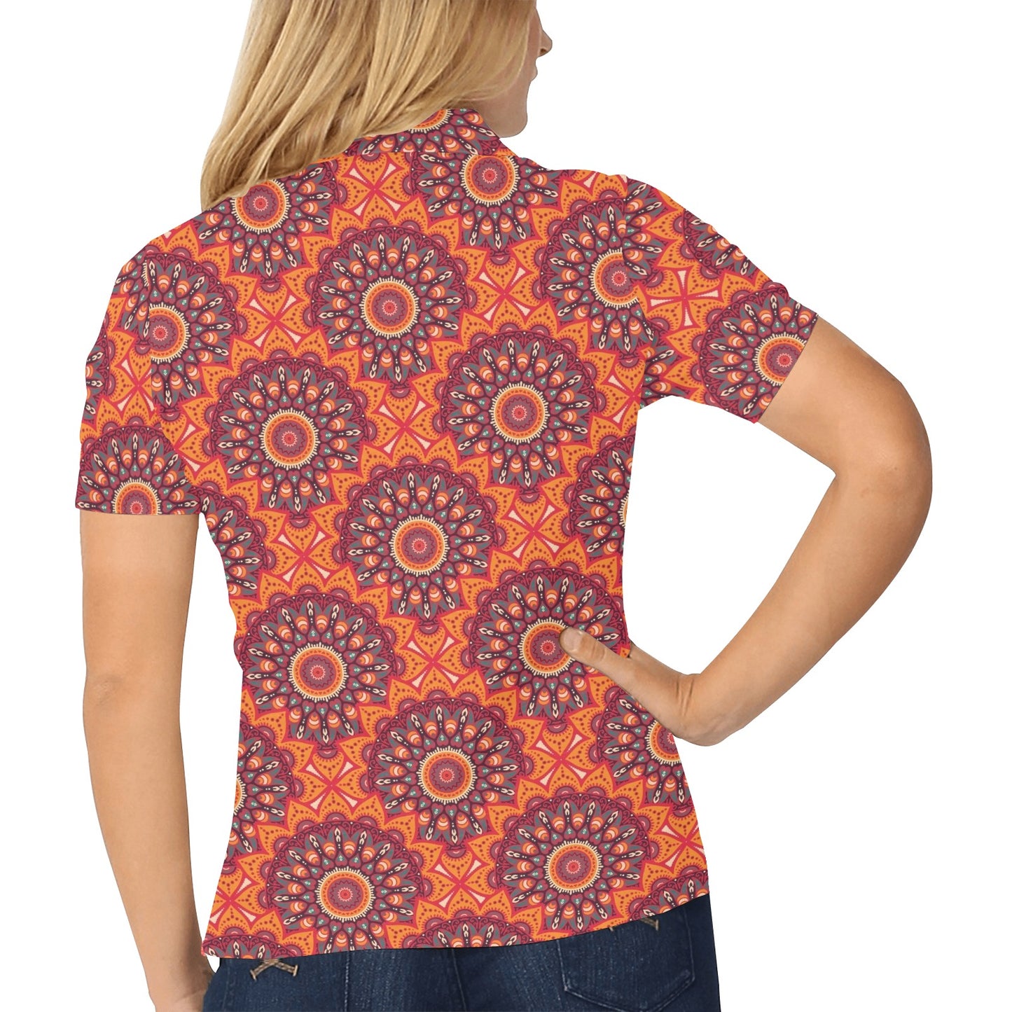 Bohemian Pattern Print Design 04 Women's Polo Shirt