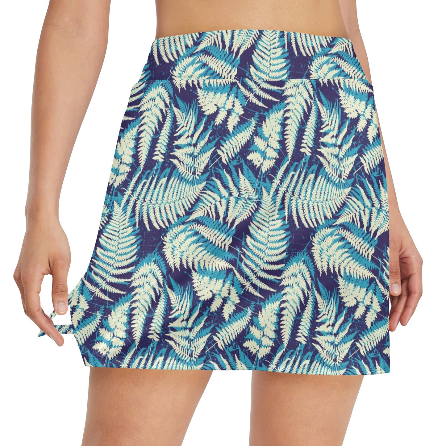 Fern Leave Summer Print Pattern 17" Golf & Pickleball Skort with Pockets