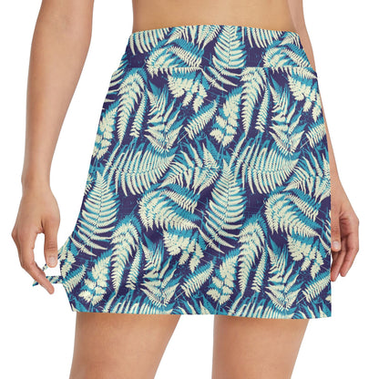 Fern Leave Summer Print Pattern 17" Golf & Pickleball Skort with Pockets