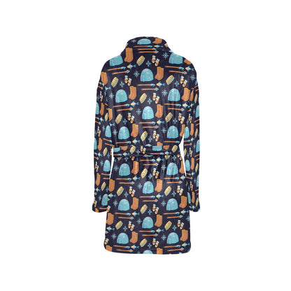 Eskimo Pattern Print Design 02 Women's Fleece Robe