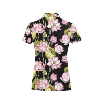 Water Lily Pattern Print Design WL06 Women's Polo Shirt