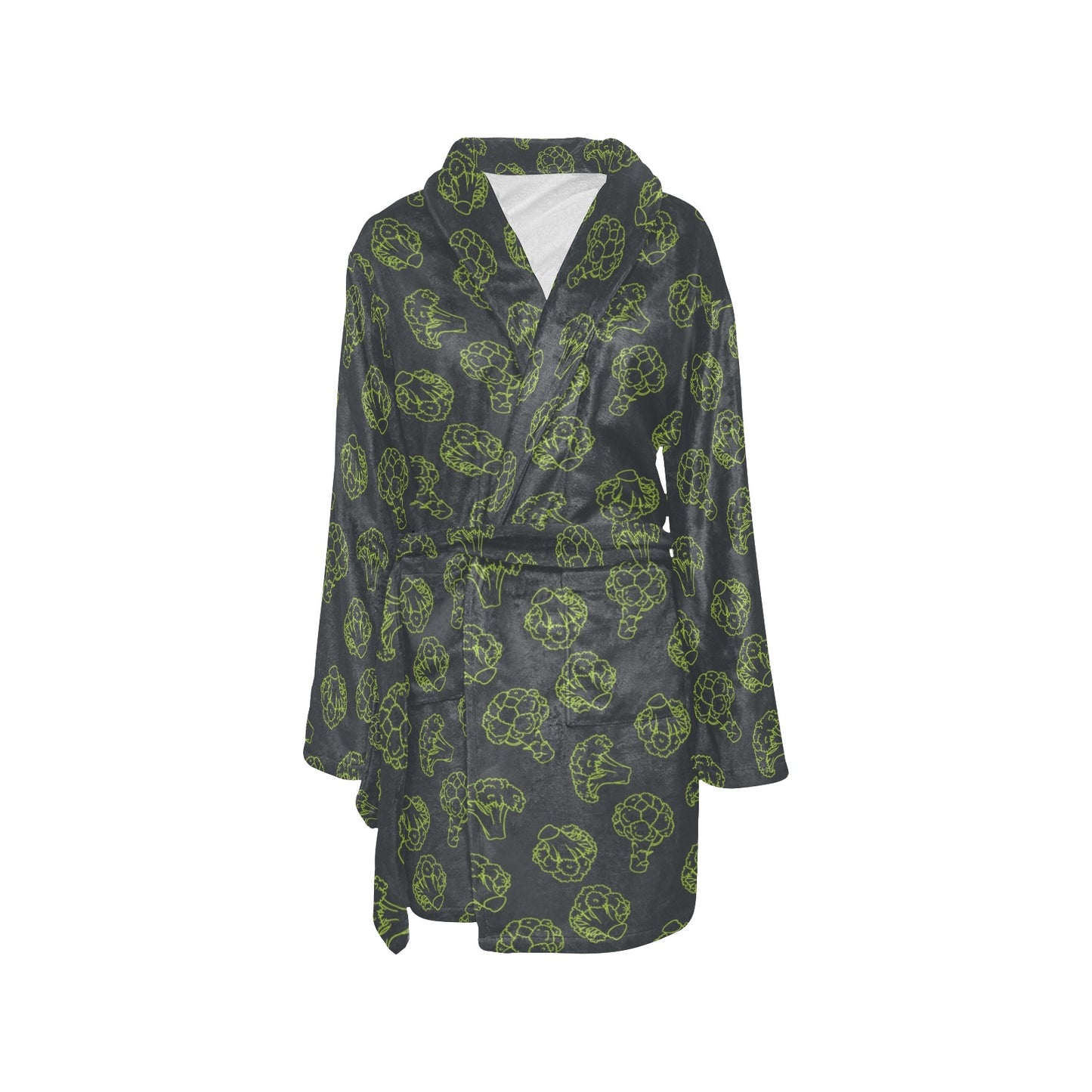 Broccoli Pattern Print Design 01 Women's Fleece Robe