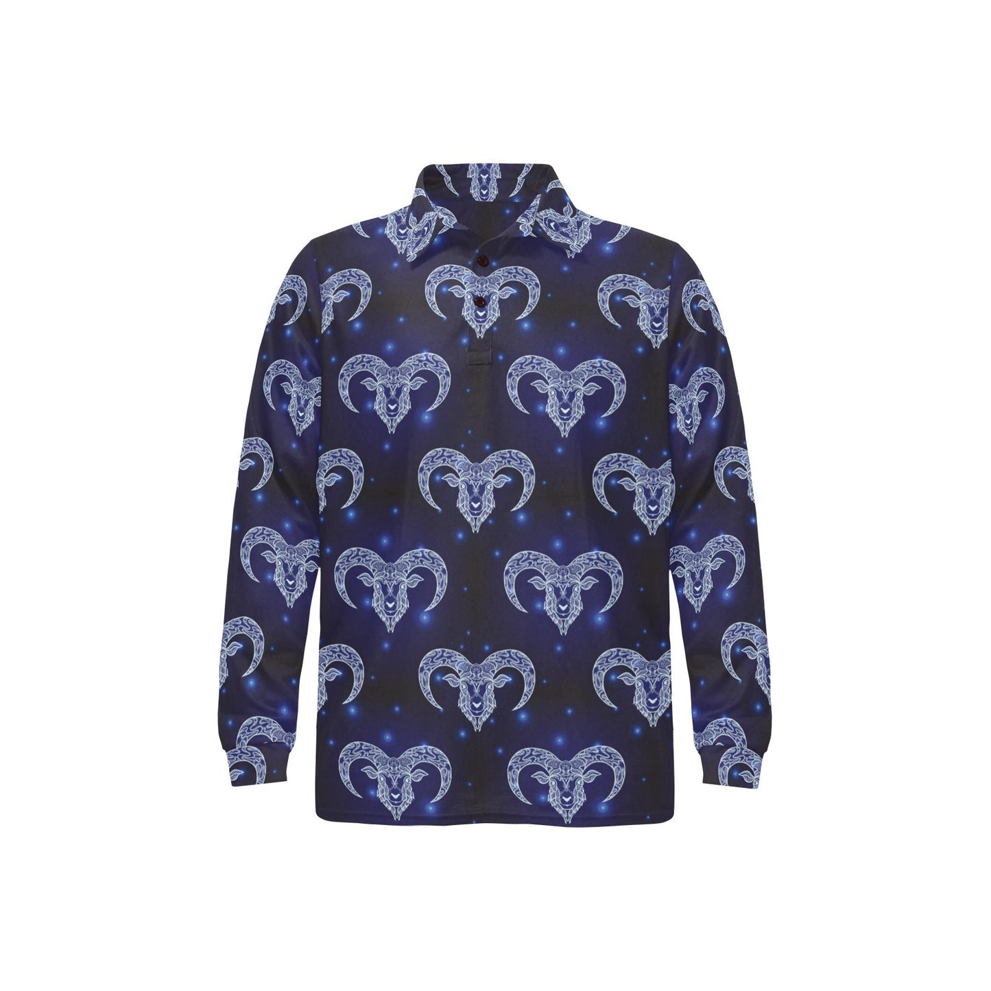 Aries Zodiac Pattern Print Design 01 Long Sleeve Polo Shirt For Men's