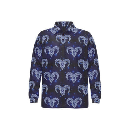 Aries Zodiac Pattern Print Design 01 Long Sleeve Polo Shirt For Men's