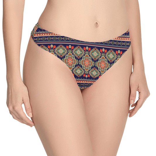 Ethnic Geometric Print Pattern Women's Thongs