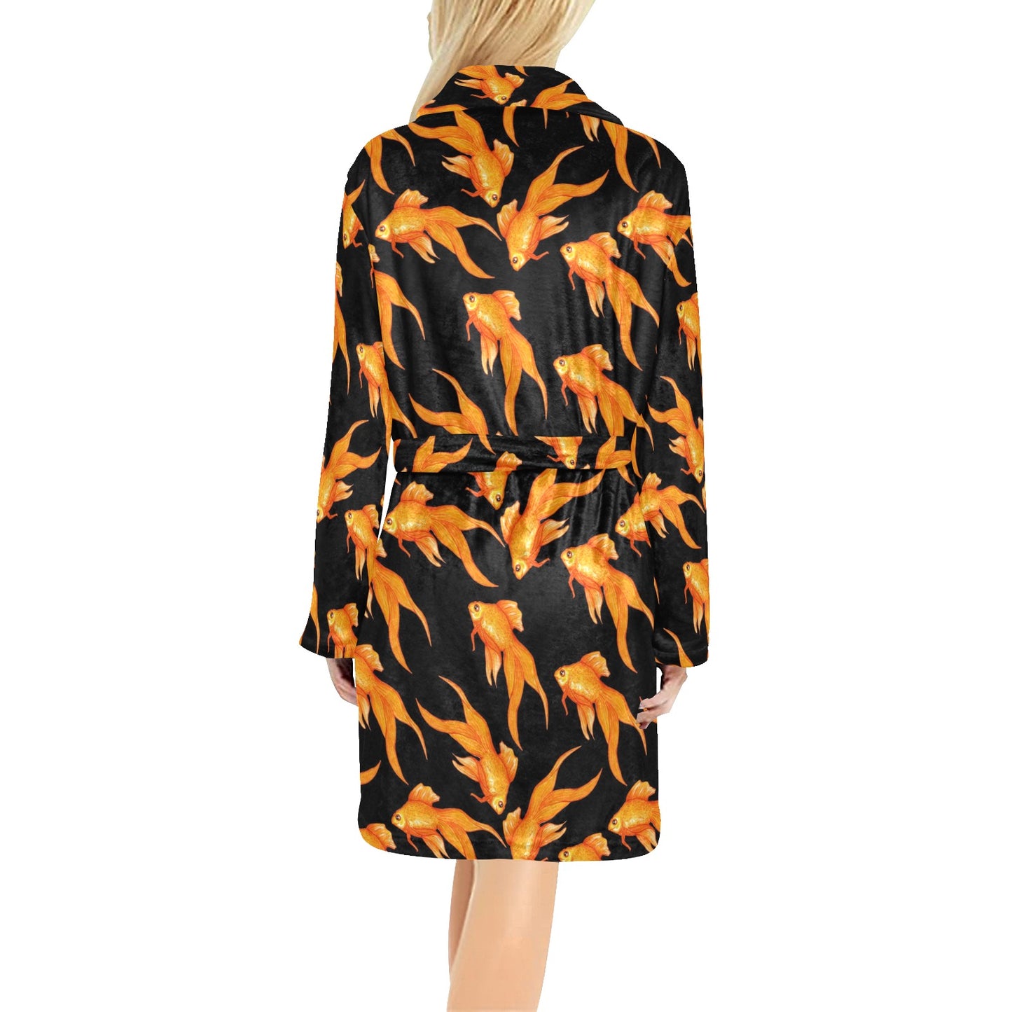 Goldfish Pattern Print Design 03 Women's Fleece Robe