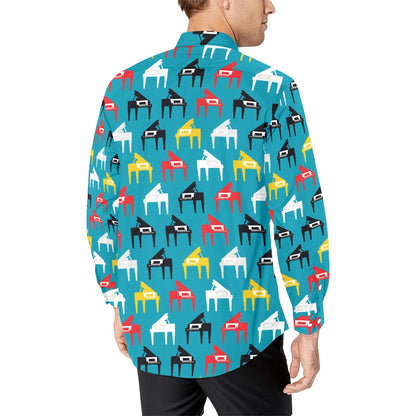 Piano Print Design LKS403 Men's Long Sleeve Dress Shirt