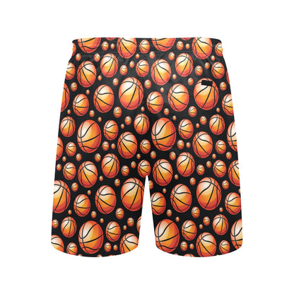 Basketball Black Background Pattern Men's Swim Trunks Beach Shorts