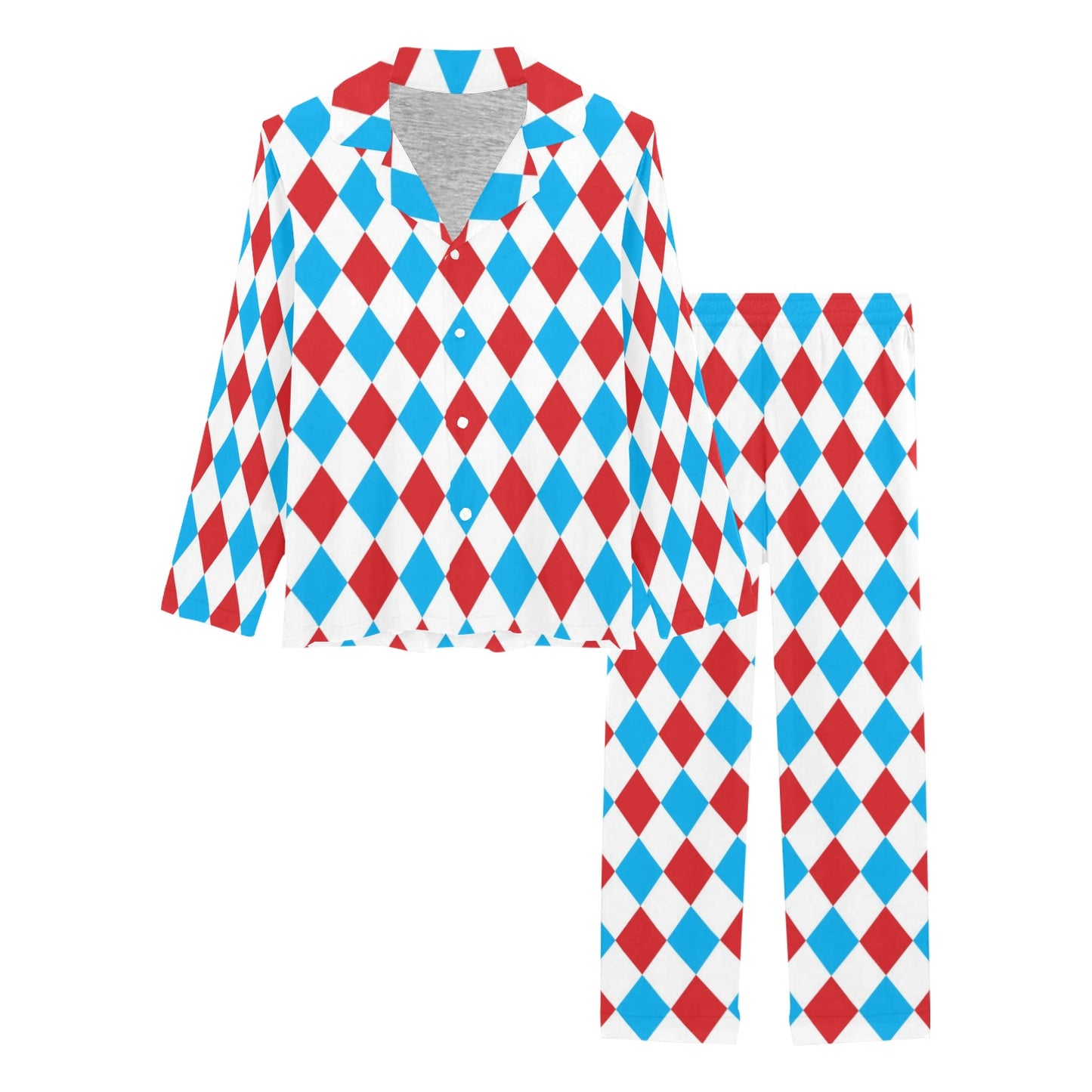 Harlequin Print Design LKS402 Women's Long Pajama Set