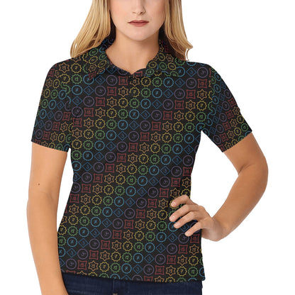Chakra Colorful Symbol Pattern Women's Polo Shirt