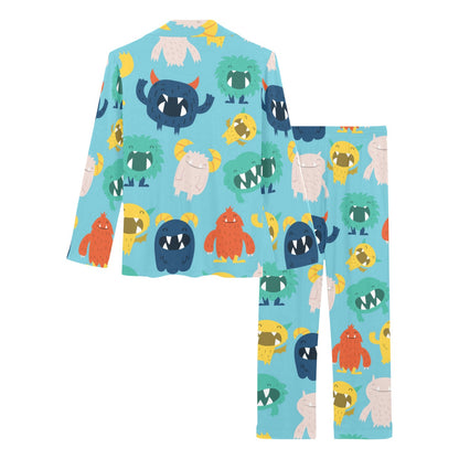 Monster Cartoon Pattern Print Design 03 Women's Long Pajama Set
