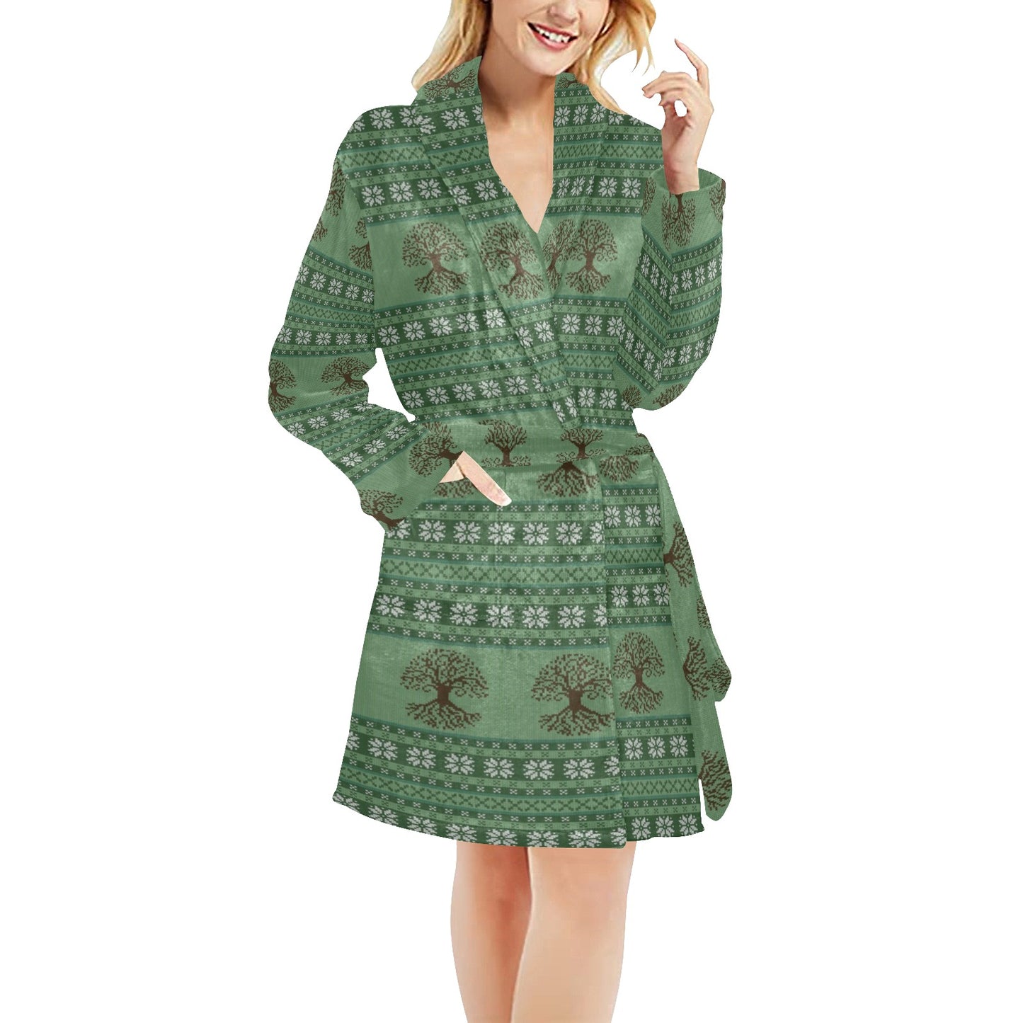 Celtic Pattern Print Design 09 Women's Fleece Robe