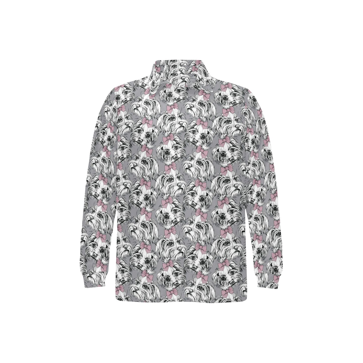 Maltese Pattern Print Design 01 Long Sleeve Polo Shirt For Men's