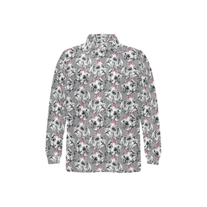 Maltese Pattern Print Design 01 Long Sleeve Polo Shirt For Men's