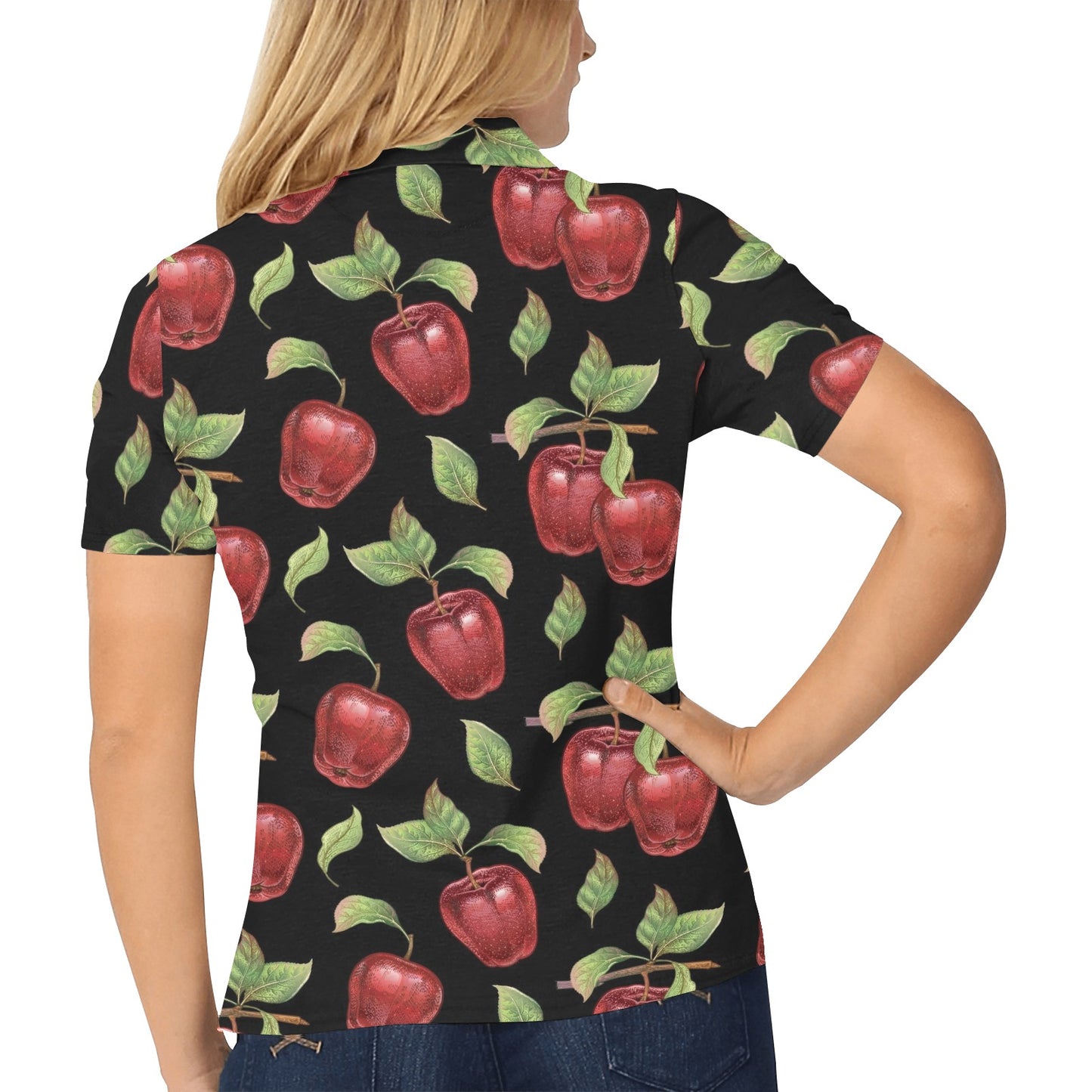 Apple Pattern Print Design AP011 Women's Polo Shirt