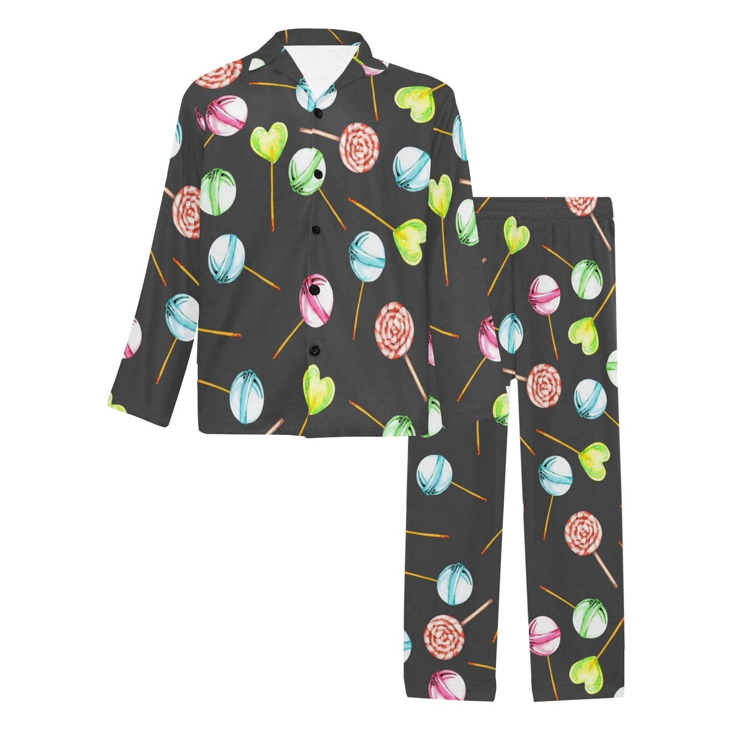 Lollipop Pattern Print Design LL02 Men's Long Pajama Set