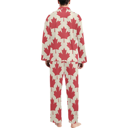 Maple Leaf Pattern Print Design 03 Men's Long Pajama Set