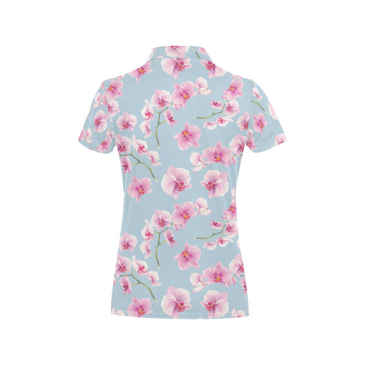 Orchid Pattern Print Design A01 Women's Polo Shirt