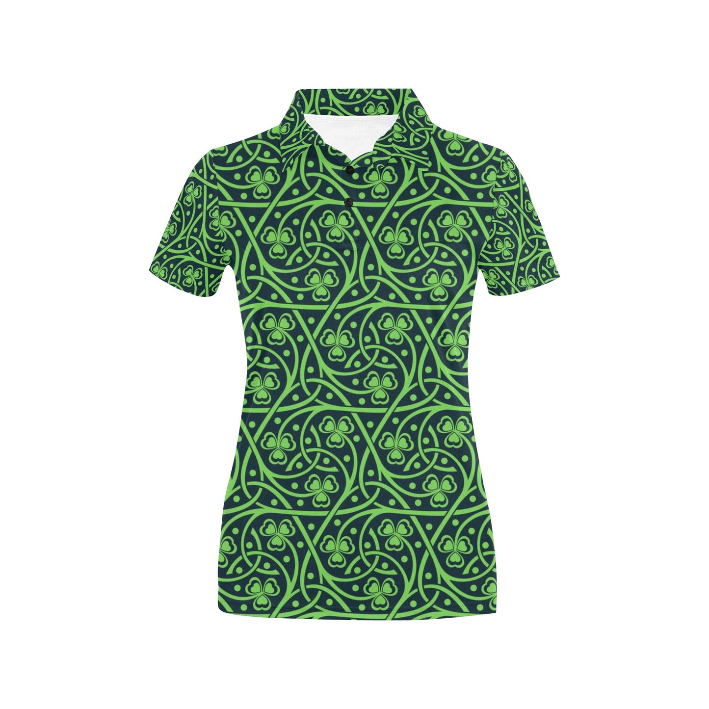 Shamrock Themed Print Women's Polo Shirt