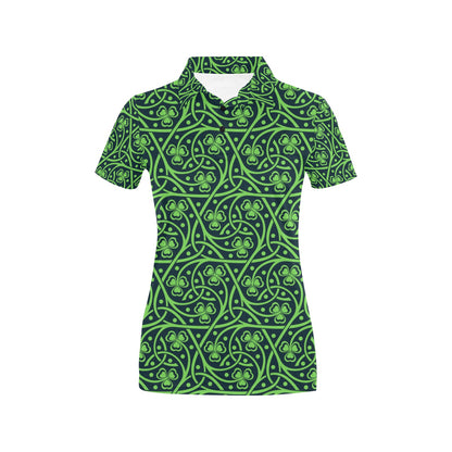 Shamrock Themed Print Women's Polo Shirt