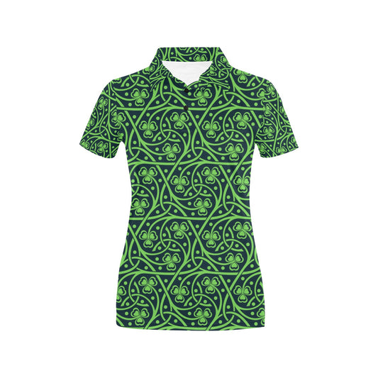 Shamrock Themed Print Women's Polo Shirt