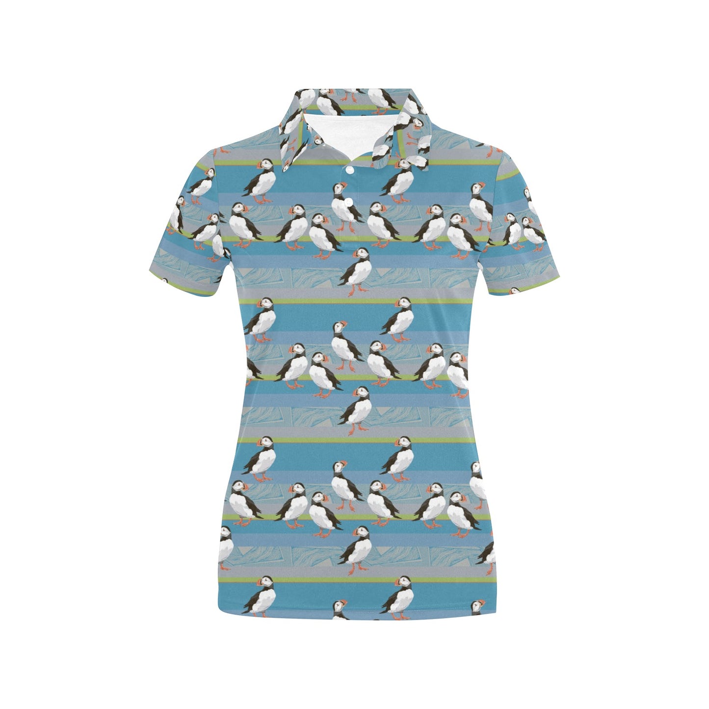 Puffin Pattern Print Design A01 Women's Polo Shirt