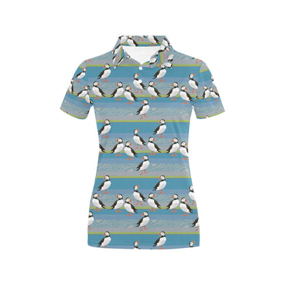 Puffin Pattern Print Design A01 Women's Polo Shirt