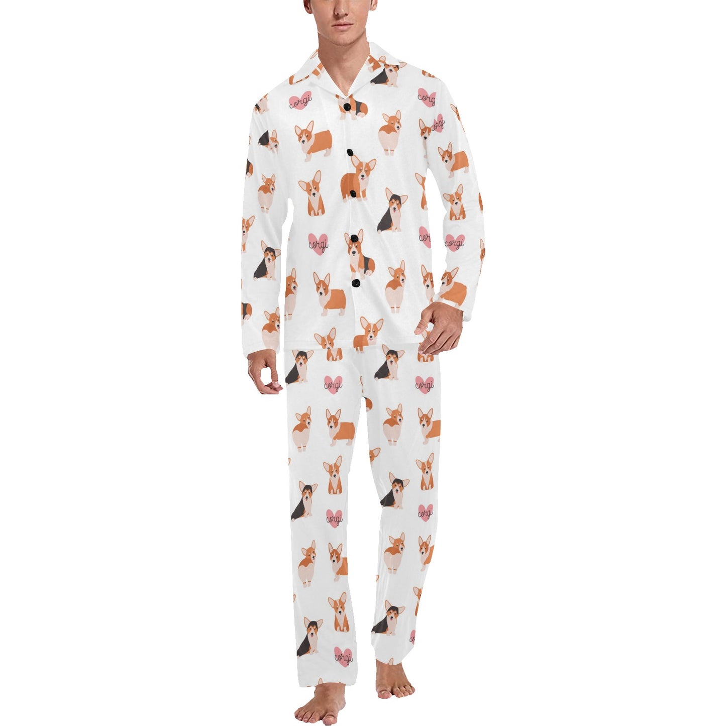 Cardigan Welsh Corgis Pattern Print Design 02 Men's Long Pajama Set