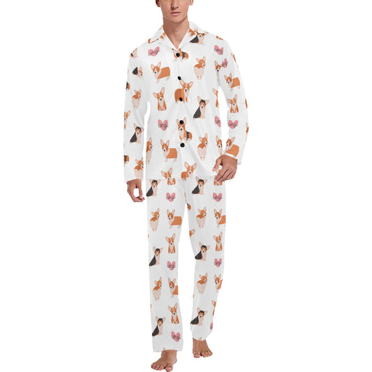 Cardigan Welsh Corgis Pattern Print Design 02 Men's Long Pajama Set