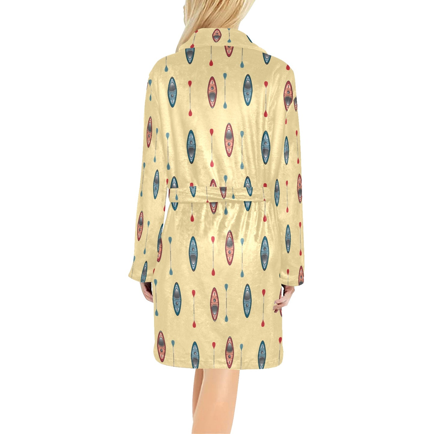 Kayak Pattern Print Design 02 Women's Fleece Robe