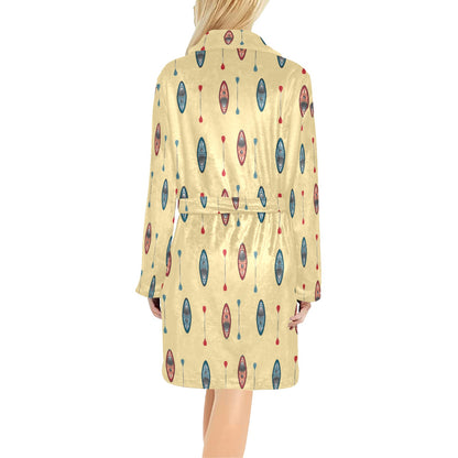 Kayak Pattern Print Design 02 Women's Fleece Robe