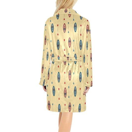 Kayak Pattern Print Design 02 Women's Fleece Robe