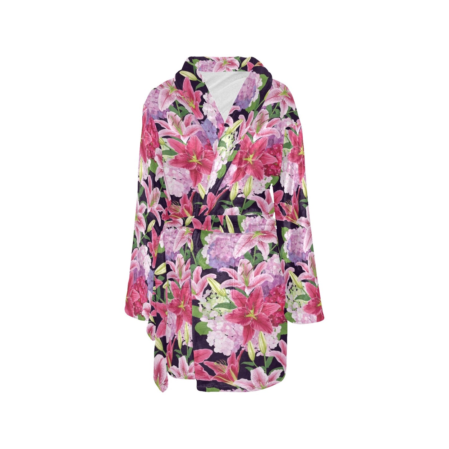 Lily Pattern Print Design LY017 Women's Fleece Robe