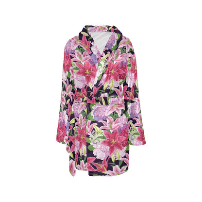 Lily Pattern Print Design LY017 Women's Fleece Robe