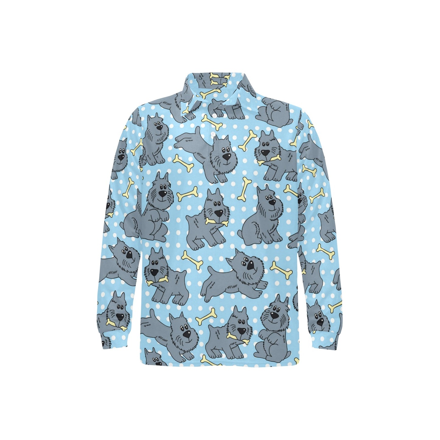 Schnauzers Pattern Print Design A02 Long Sleeve Polo Shirt For Men's