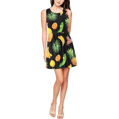 Tropical Fruits Pattern Print Design TF03 Sleeveless Dress