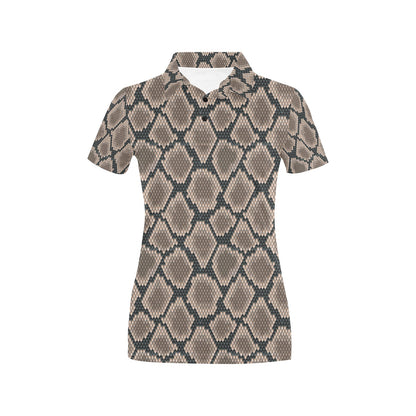 Snake Skin Design Print Women's Polo Shirt