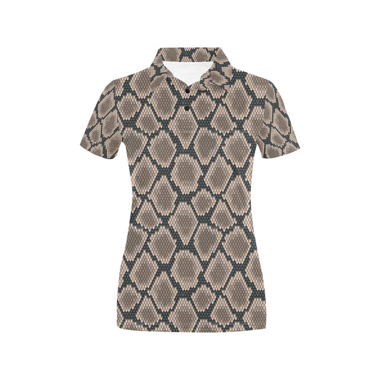 Snake Skin Design Print Women's Polo Shirt