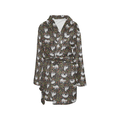 Sloth Cute Design Themed Print Women's Fleece Robe