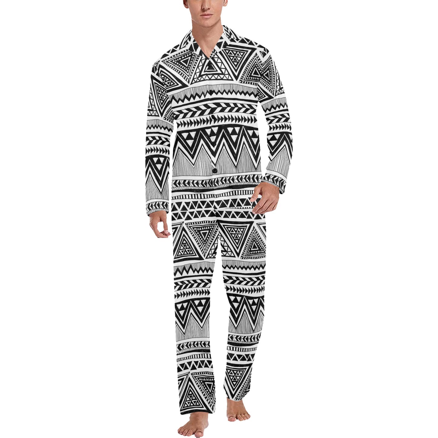 Draw Tribal Aztec Men's Long Pajama Set
