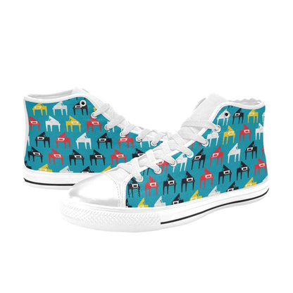 Piano Print Design LKS403 Men's High Top Canvas Shoes