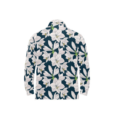 Amaryllis Pattern Print Design 01 Long Sleeve Polo Shirt For Men's