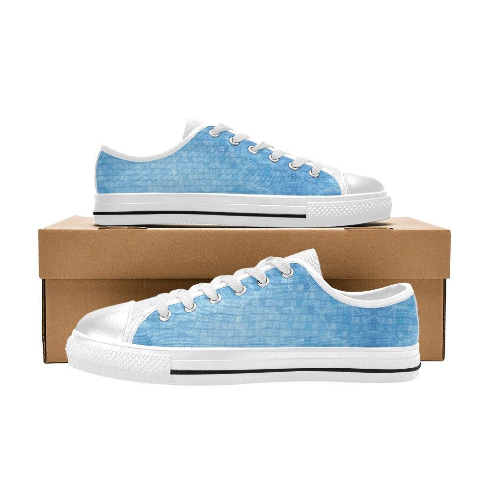 Swimming Pool Print Design LKS302 Women's White Low Top Shoes