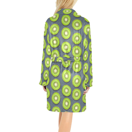Kiwi Pattern Print Design KW06 Women's Fleece Robe
