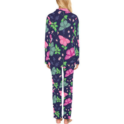 Monarch Butterfly Pattern Print Design 03 Women's Long Pajama Set