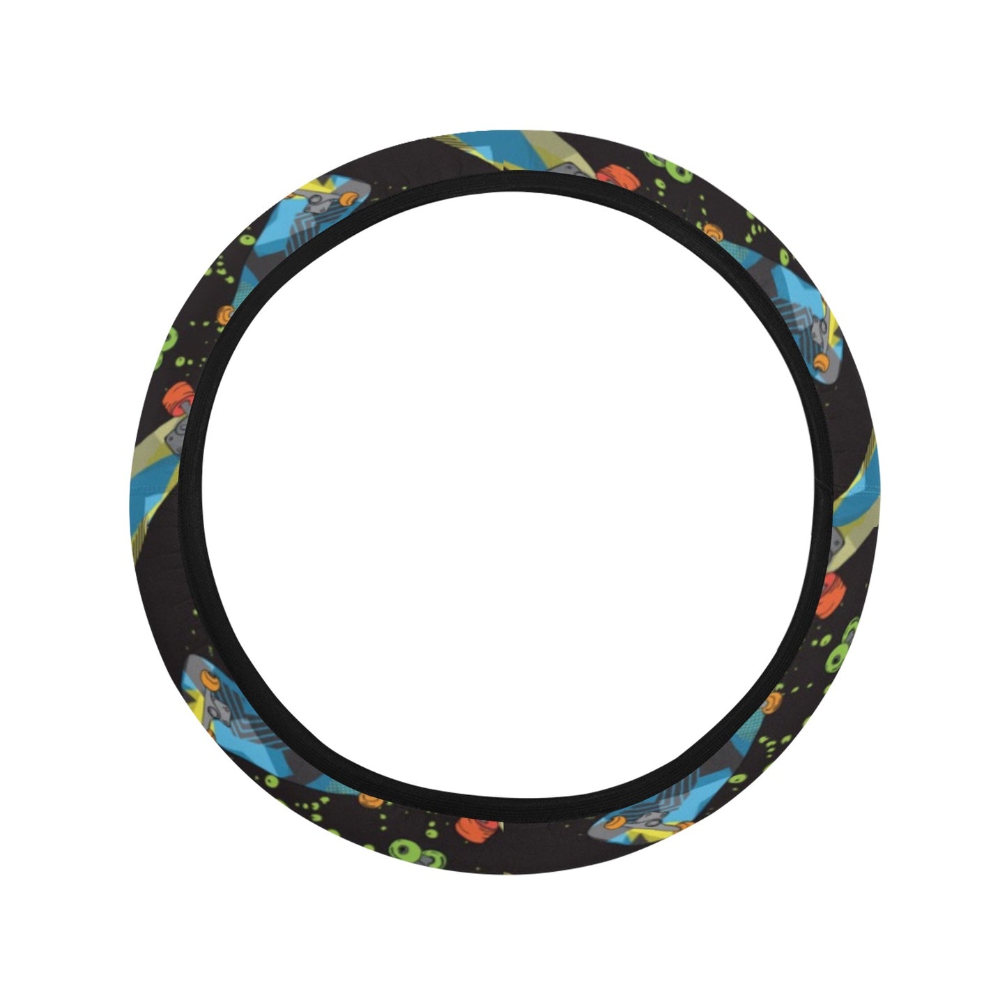 Skateboard Print Design LKS305 Steering Wheel Cover with Elastic Edge