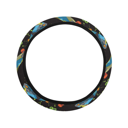 Skateboard Print Design LKS305 Steering Wheel Cover with Elastic Edge