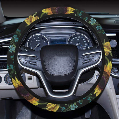 Sunflower Print Design LKS308 Steering Wheel Cover with Elastic Edge
