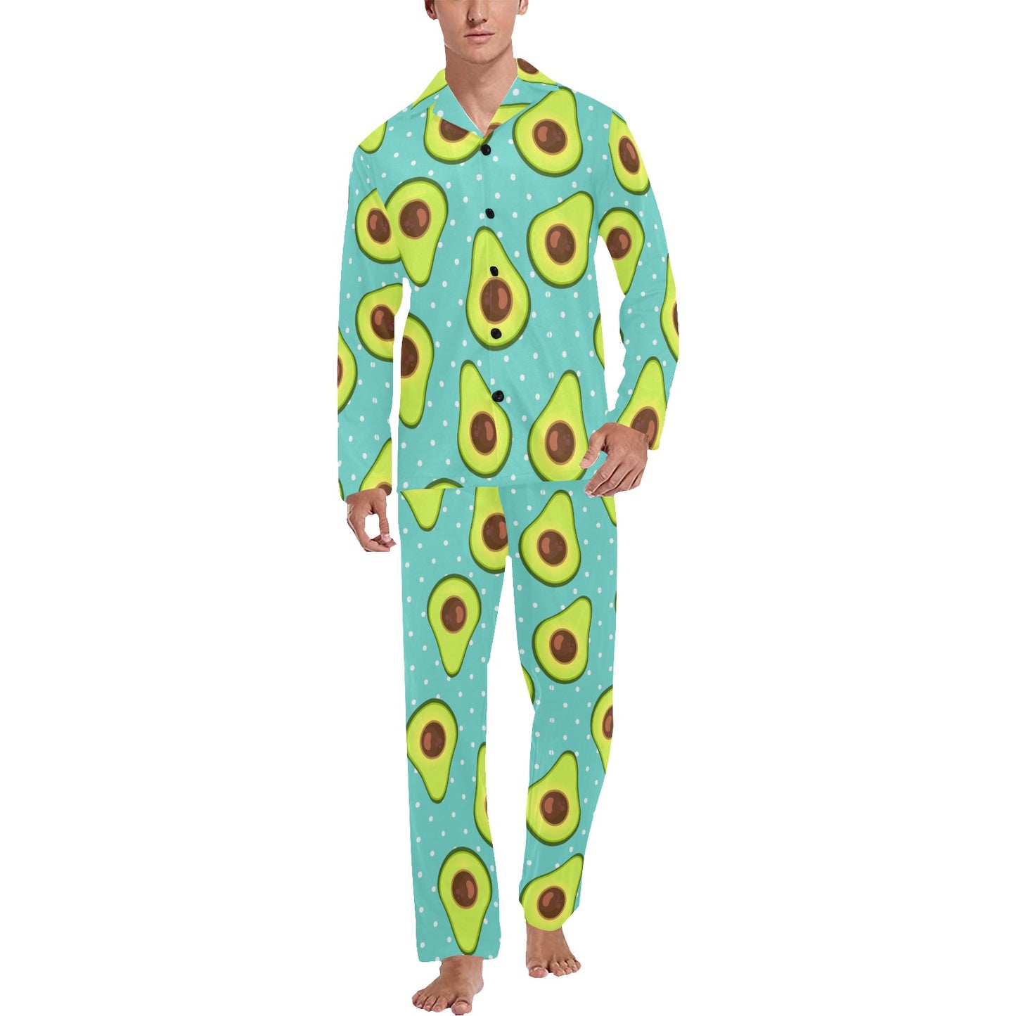 Avocado Pattern Print Design AC012 Men's Long Pajama Set