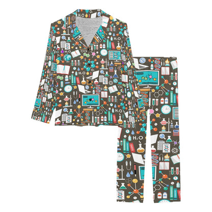 Science Print Design LKS303 Women's Long Pajama Set